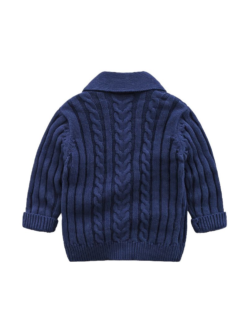 Unisex Baby Cardigan V-hals Botton Sweater Med Kabel Strik Til Vinter Børnetøj