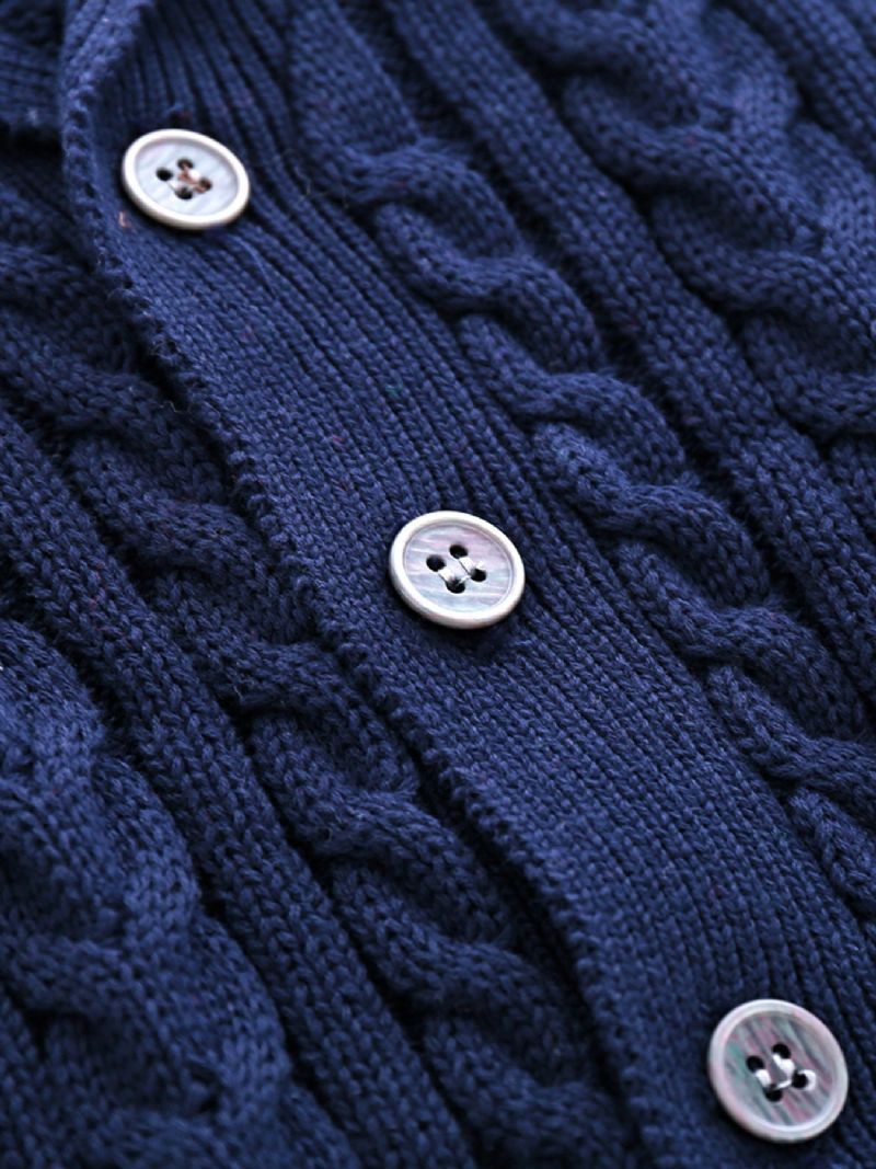 Unisex Baby Cardigan V-hals Botton Sweater Med Kabel Strik Til Vinter Børnetøj