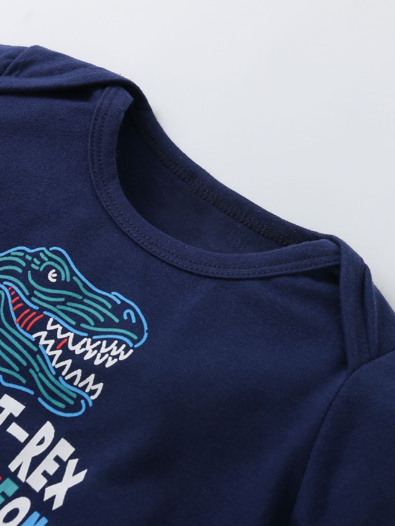 2 Stk Baby Drenge Dinosaur Print Mønster Tre-dimensionel Form Bukser Suit