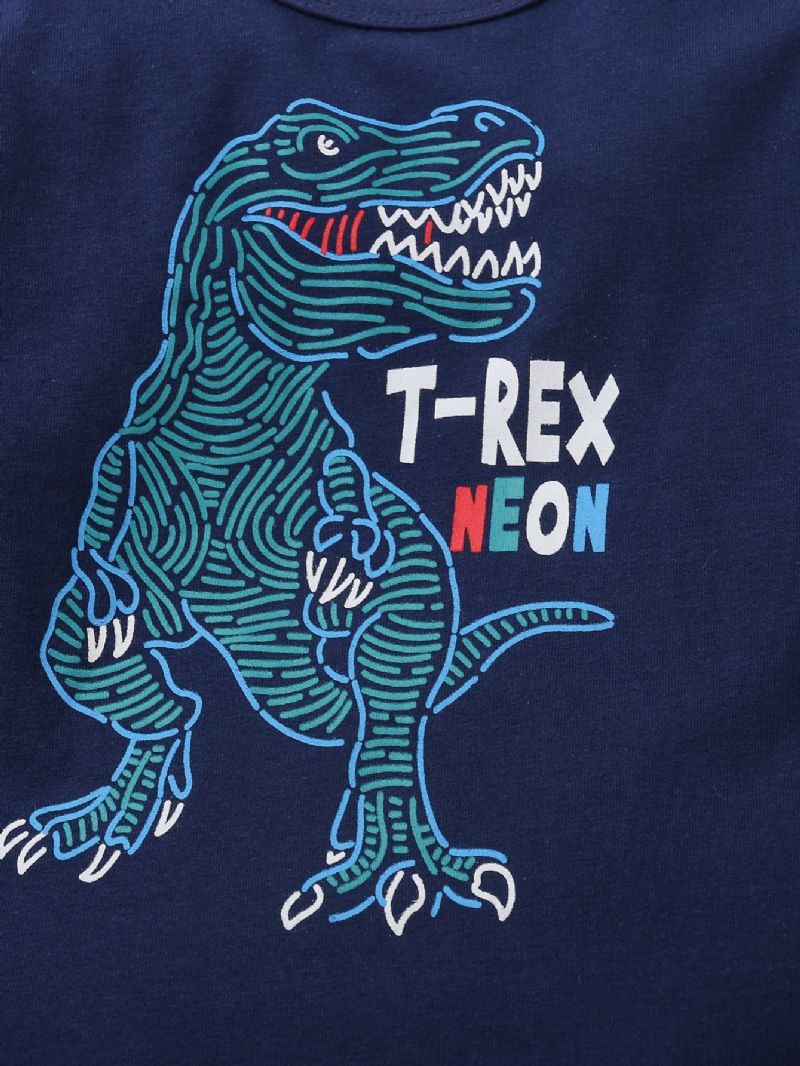 2 Stk Baby Drenge Dinosaur Print Mønster Tre-dimensionel Form Bukser Suit