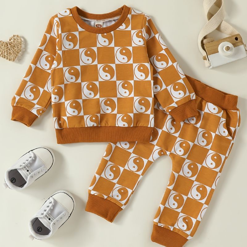 2 Stk Baby Drenge Full Printed Sweatshirt Sæt