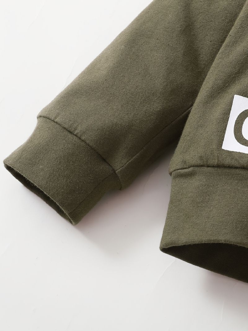 2 Stk Baby Drenge Hættetrøje Brevtryk Langærmet Sweatshirt & Camouflage Print Bukser Sæt Børnetøj