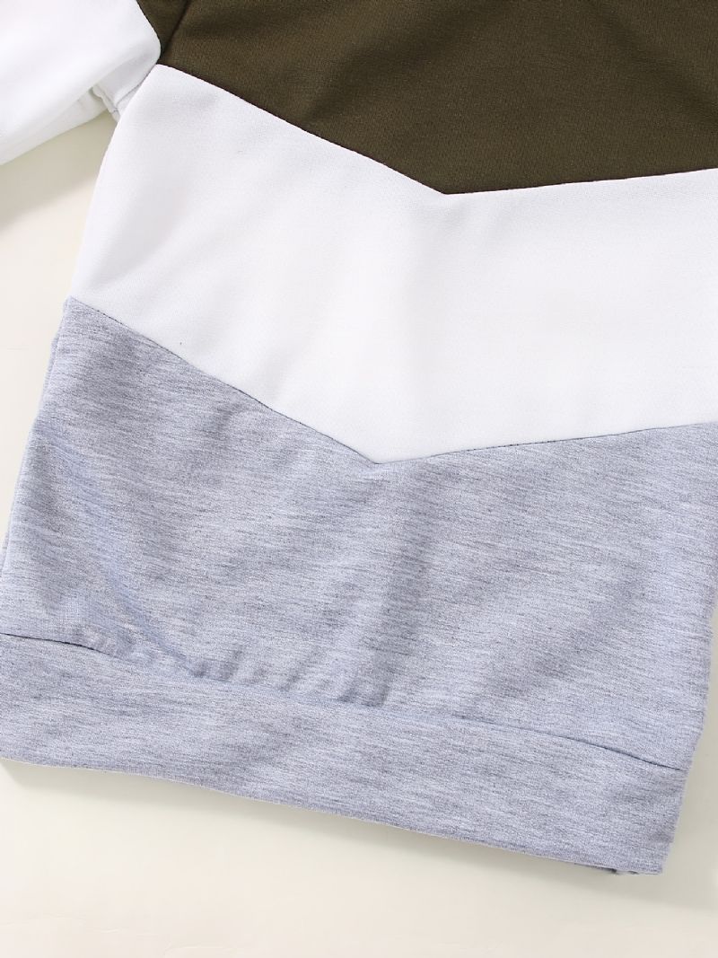 2 Stk Baby Drenge Patchwork Pullover Rundhalset Langærmet Sweatshirt & Buksesæt