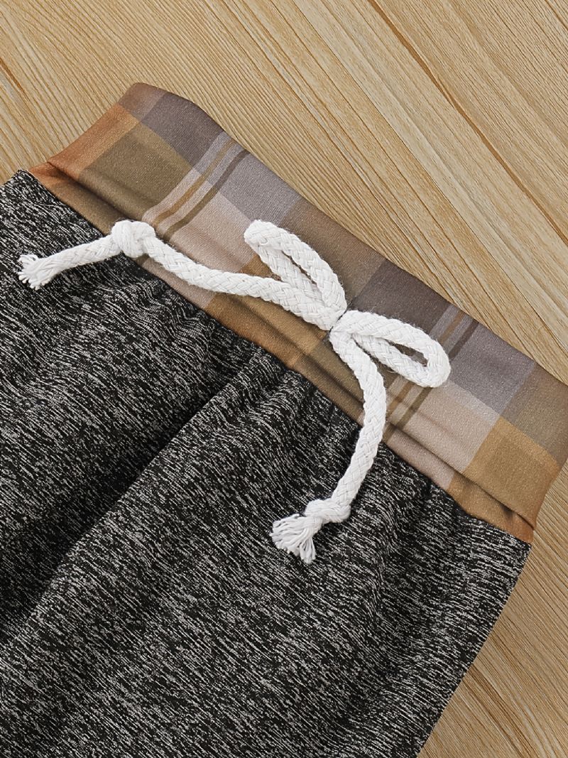 2 Stk Baby Drenge Plaid Printede Hættetrøjer Vinter Sweatshirt & Kontrast Trim Sæt
