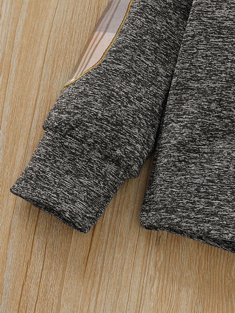 2 Stk Baby Drenge Plaid Printede Hættetrøjer Vinter Sweatshirt & Kontrast Trim Sæt