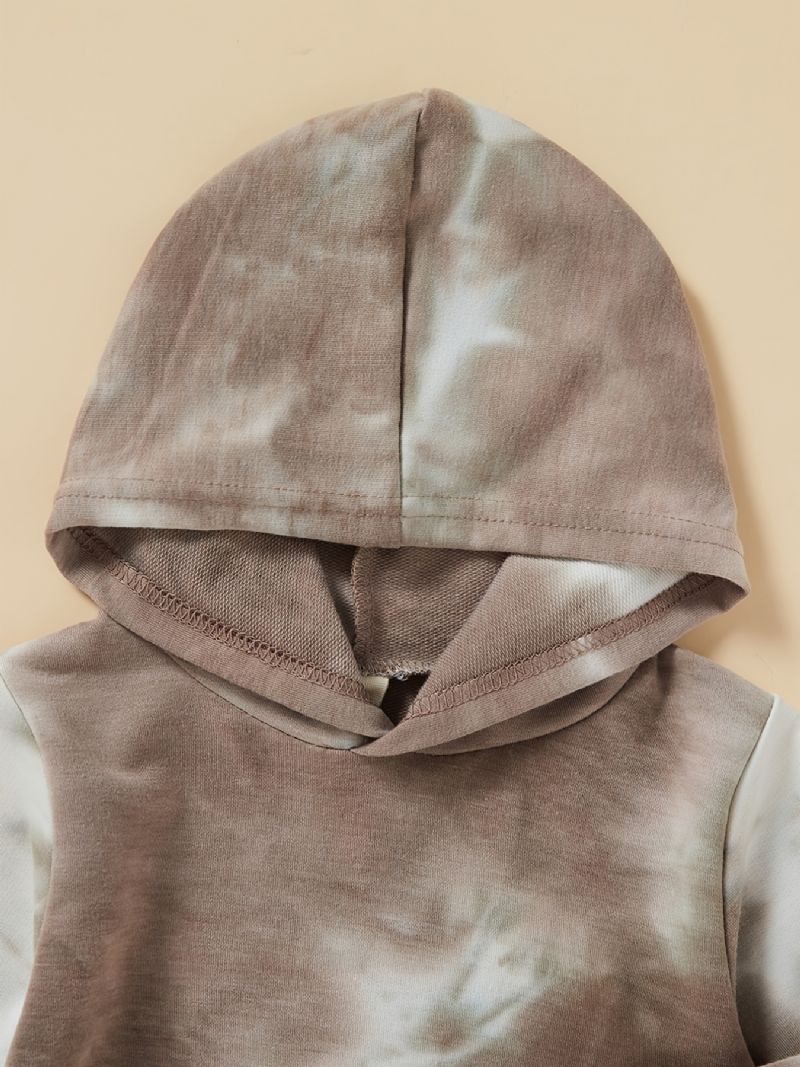 2 Stk Baby Drenge Tie Dye Pocket Hættetrøje Langærmet Sweatshirt Top & Bukser Sæt Børnetøj