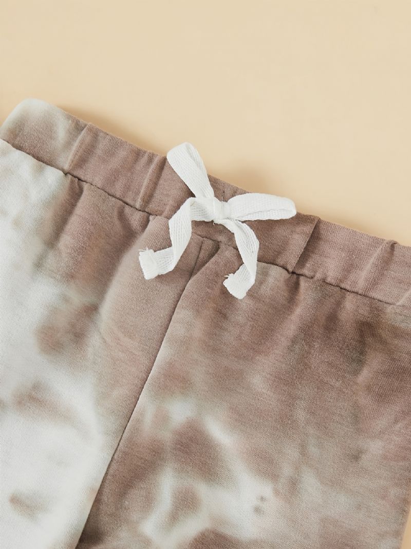 2 Stk Baby Drenge Tie Dye Pocket Hættetrøje Langærmet Sweatshirt Top & Bukser Sæt Børnetøj