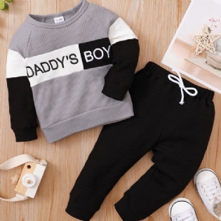 2 Stk Daddy's Drenge Colorblock Paneleret Langærmet Sweatshirtsæt