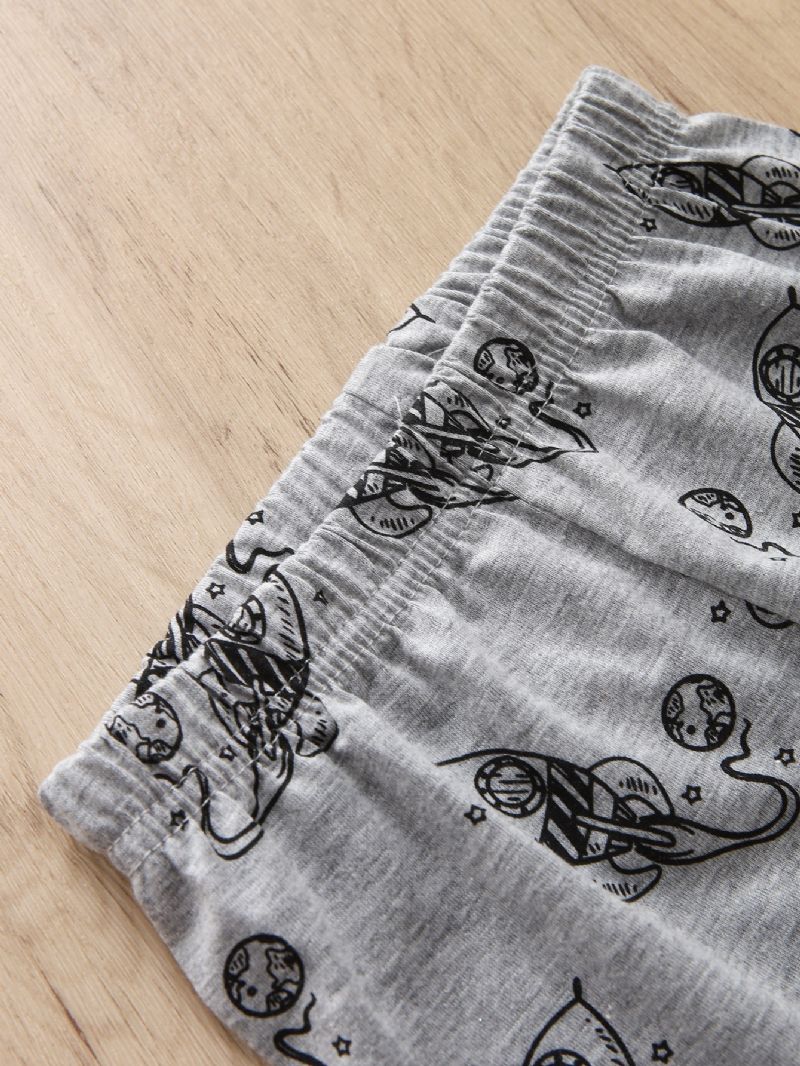 2 Stk Drenge Afslappet Kostume Tegneserie Print Langærmede Bukser Sæt