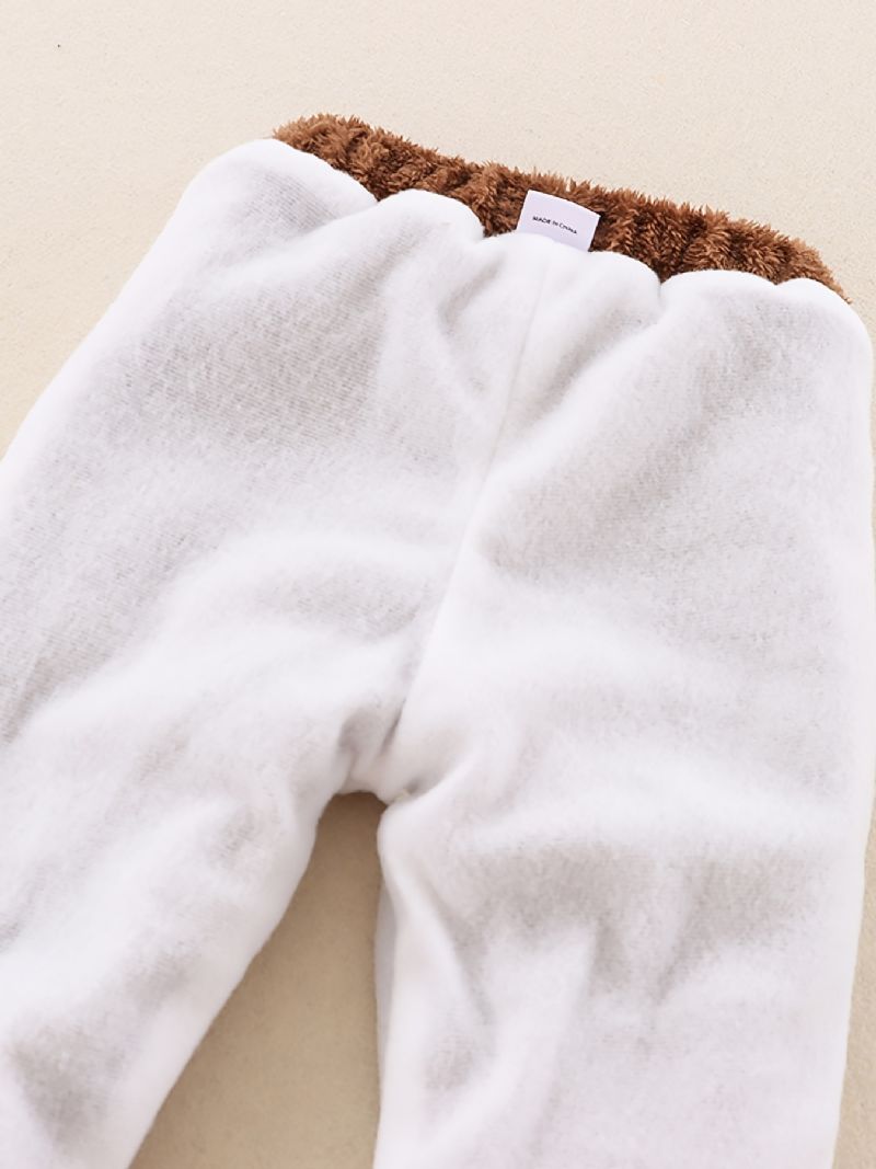 2 Stk Drenge Afslappet Sød Termisk Fleece Solid Hættetrøje Og Bukser Til Vinter