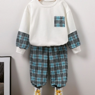 2 Stk Drenge Blue Gingham Sweatshirt Sæt