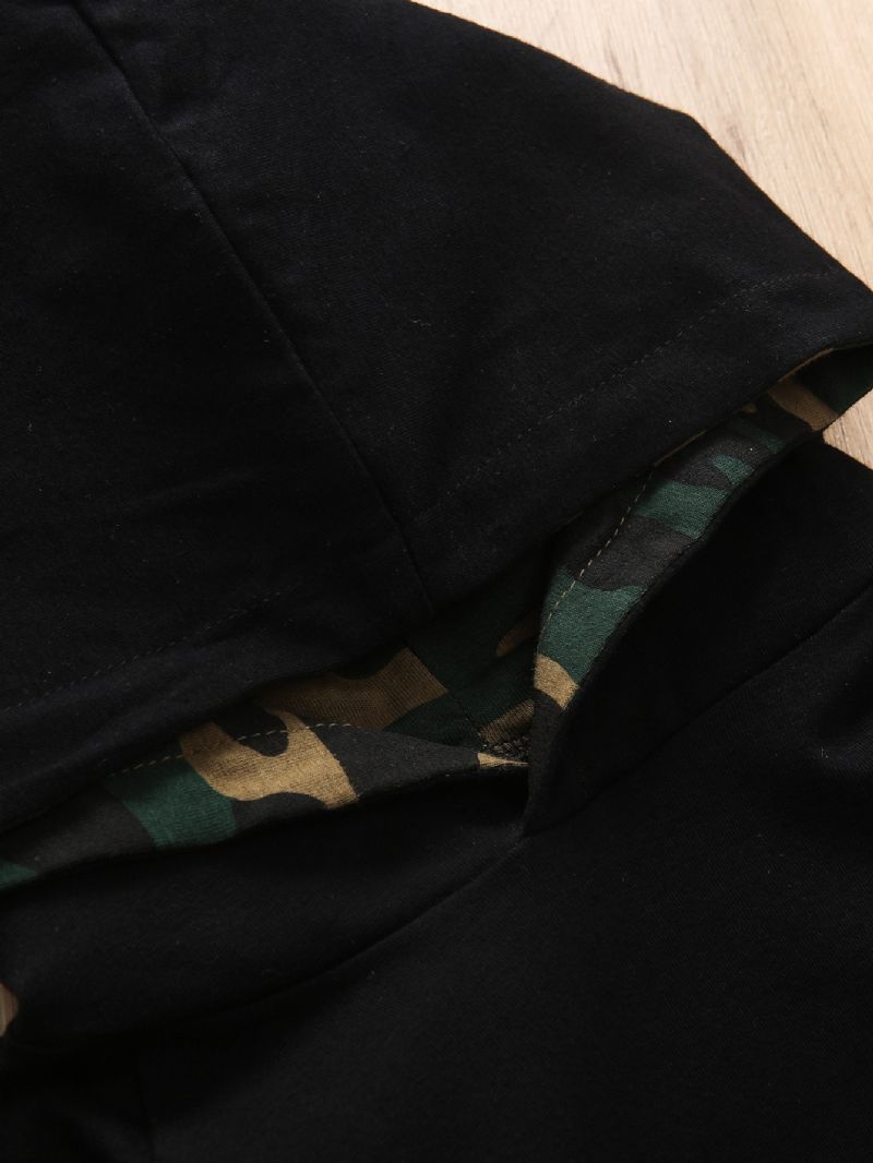 2 Stk Drenge Casual Camo Print Hætte Langærmede Bukser Sæt