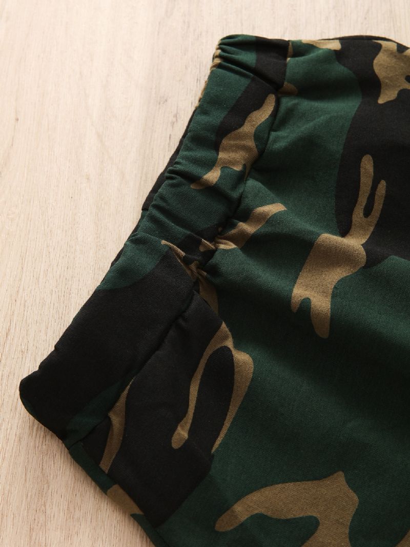2 Stk Drenge Casual Camo Print Hætte Langærmede Bukser Sæt