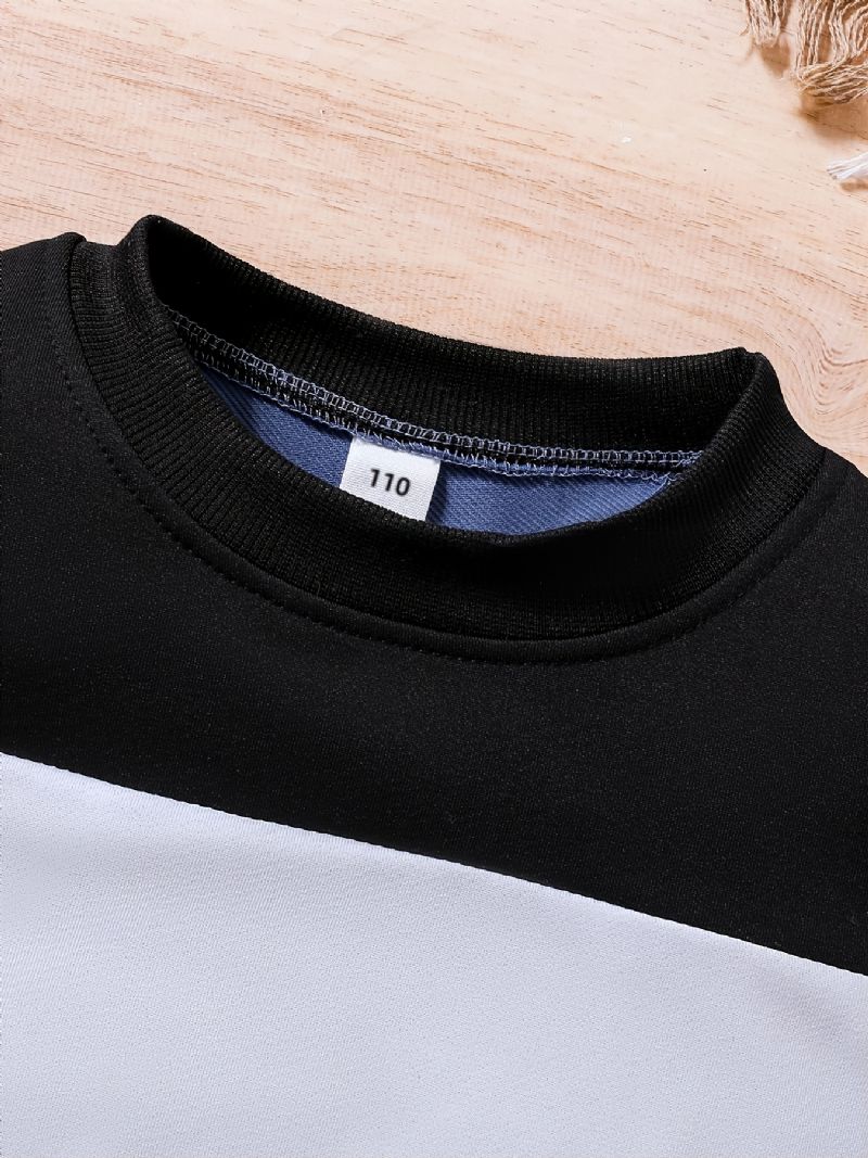 2 Stk Drenge Causal Active Sæt Med Farveblok Trøje Sweatshirt & Letter Print Sweatpants Til Vinter