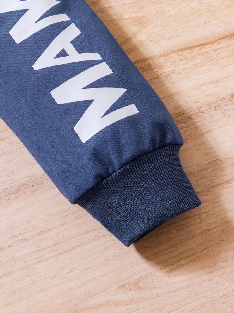2 Stk Drenge Causal Active Sæt Med Farveblok Trøje Sweatshirt & Letter Print Sweatpants Til Vinter