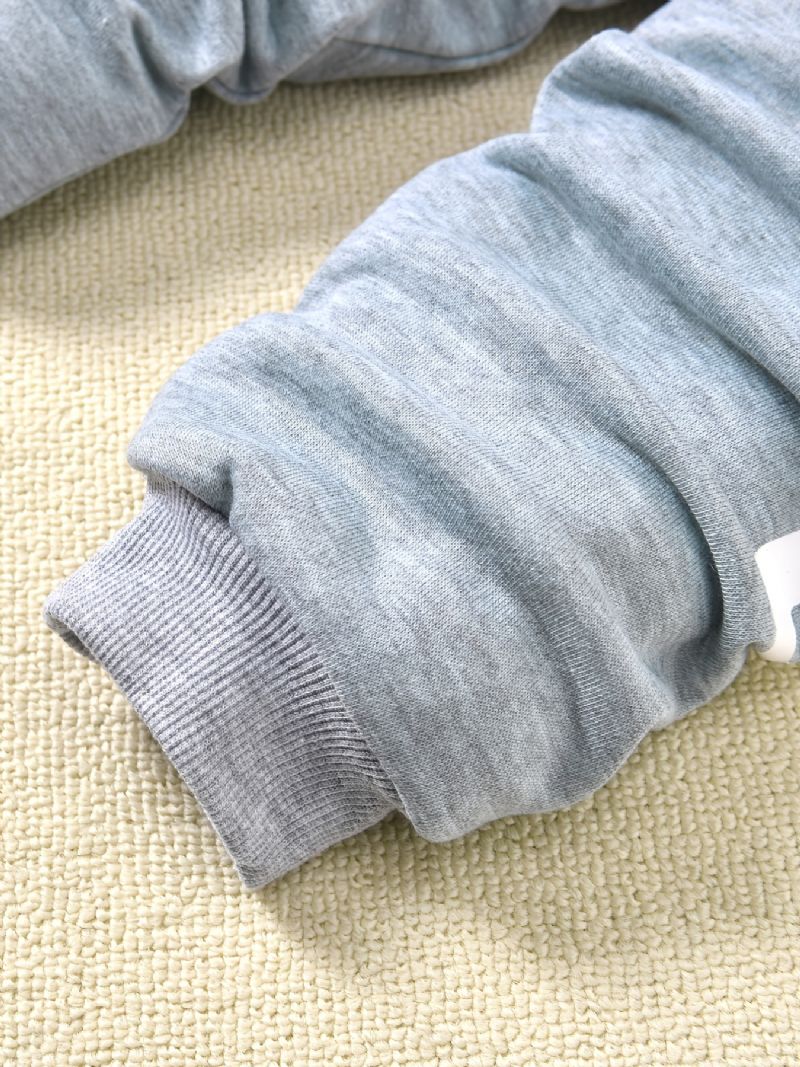 2 Stk Drenge Pullover Brevtryk Rundhalset Langærmet Sweatshirt & Joggerbuksesæt Børnetøj