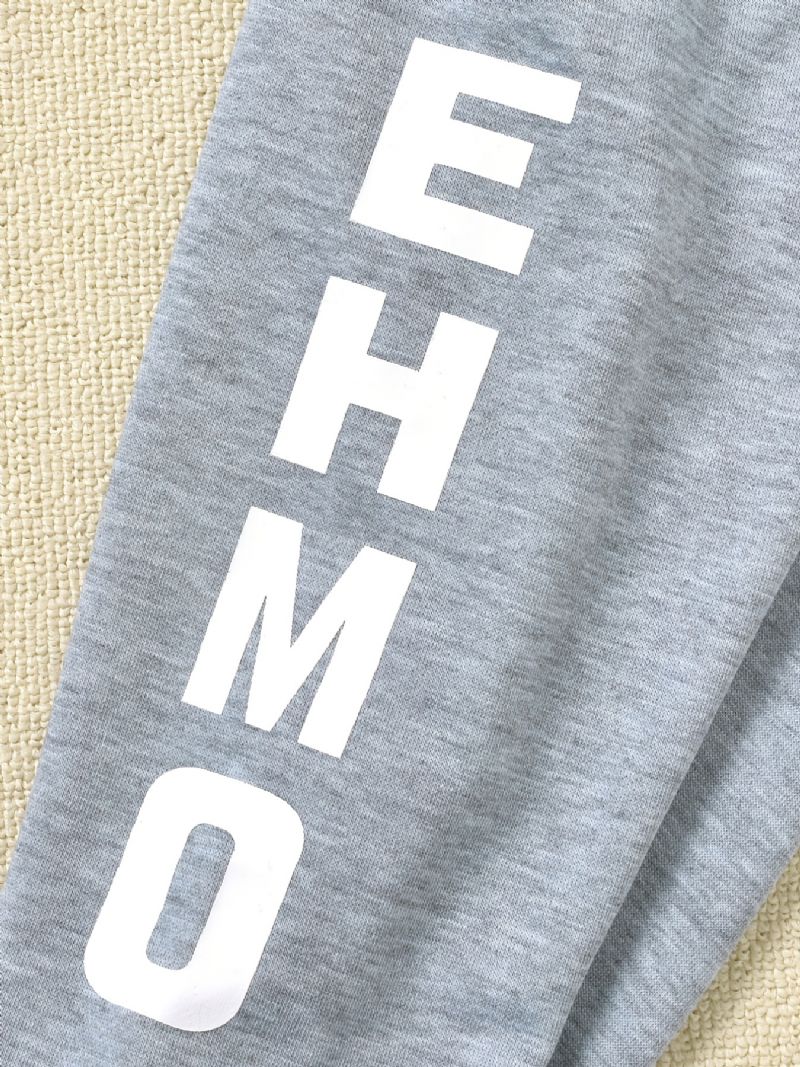 2 Stk Drenge Pullover Brevtryk Rundhalset Langærmet Sweatshirt & Joggerbuksesæt Børnetøj