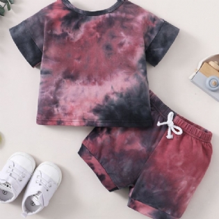 2 Stk Drenge Tie Dye Shortsleeve Shorts Set