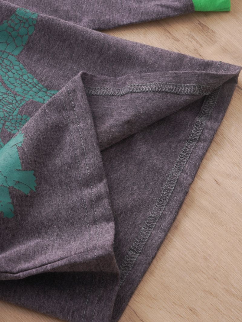 2 Stk Drengetøj Grønt Dinosaur Print Langærmet Casual Sæt