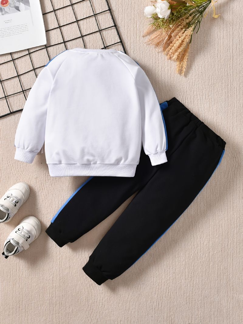 2 Stk Efterår Vinter Drenge Brev Rund Hals Afslappet Langærmede Sweatshirt Bukser Sæt