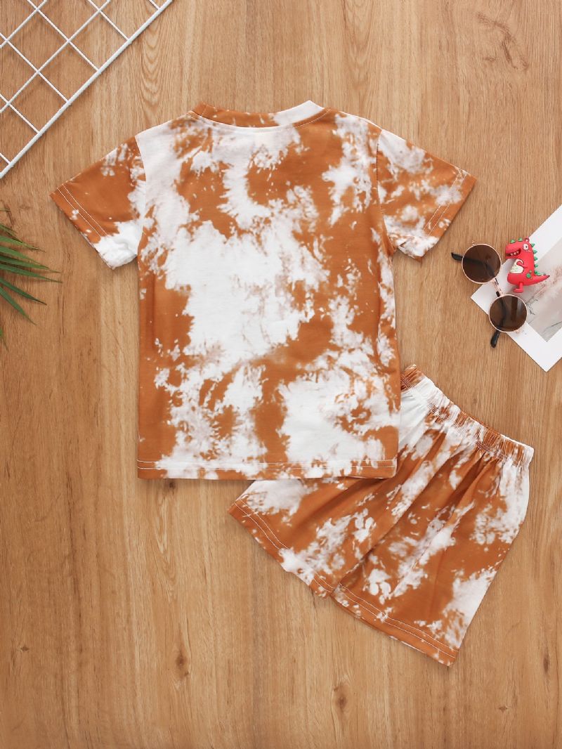 2 Stk. Toddler Baby Drenge & Piger Outfits Tie Dye Kortærmet Skjorte Top & Shorts Tøjsæt