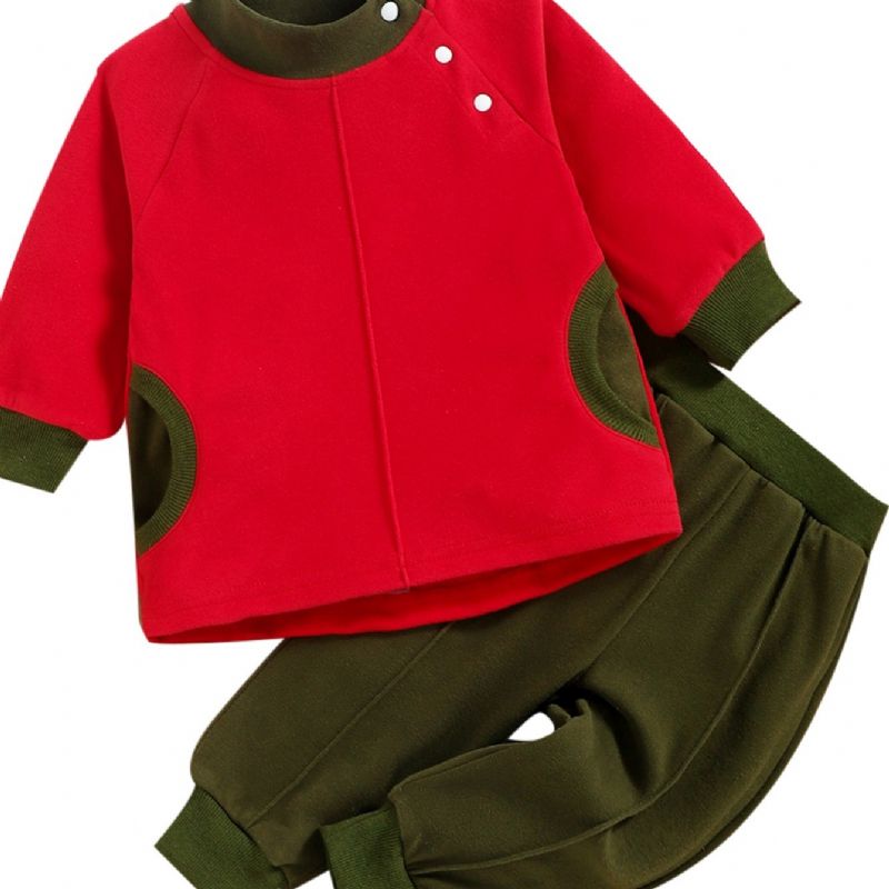 2 Stk. Toddler Drenge Langærmet Sports Colorblock Sæt