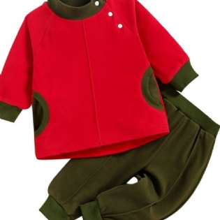 2 Stk. Toddler Drenge Langærmet Sports Colorblock Sæt