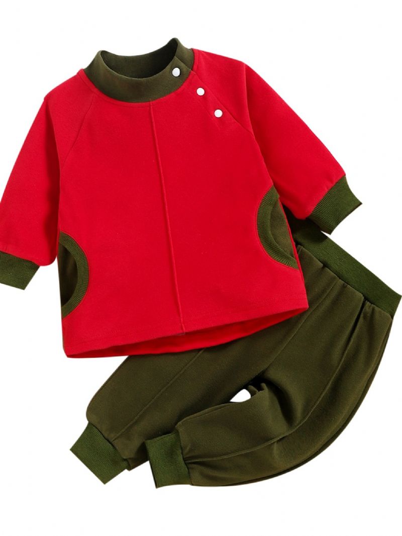 2 Stk. Toddler Drenge Langærmet Sports Colorblock Sæt