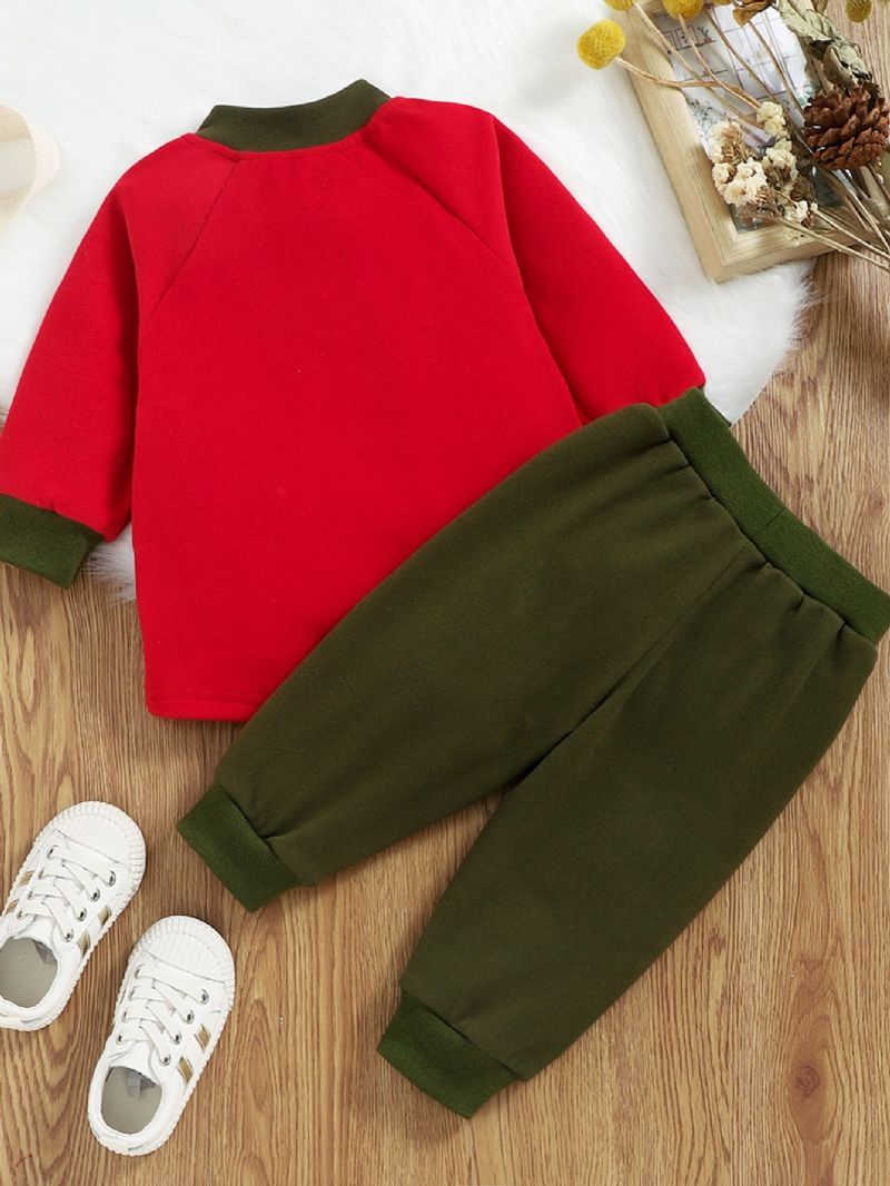 2 Stk. Toddler Drenge Langærmet Sports Colorblock Sæt