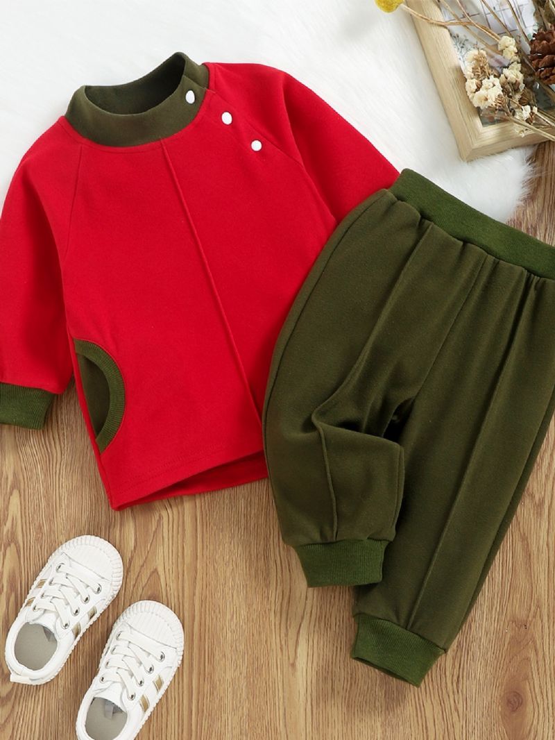 2 Stk. Toddler Drenge Langærmet Sports Colorblock Sæt