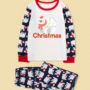 2023 Merry Christmas White Bear Pyjamas Loungewear Drenge Pyjamassæt