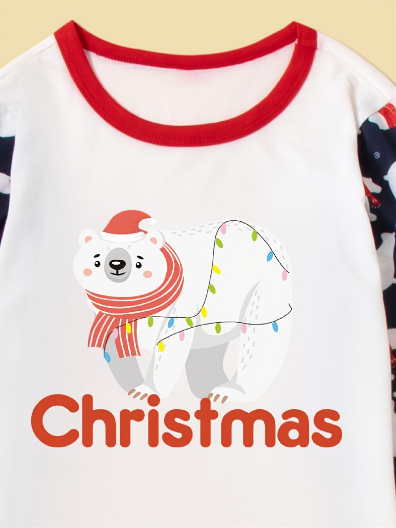 2023 Merry Christmas White Bear Pyjamas Loungewear Drenge Pyjamassæt