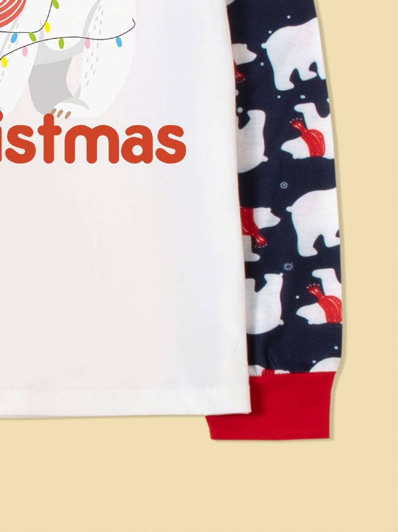 2023 Merry Christmas White Bear Pyjamas Loungewear Drenge Pyjamassæt