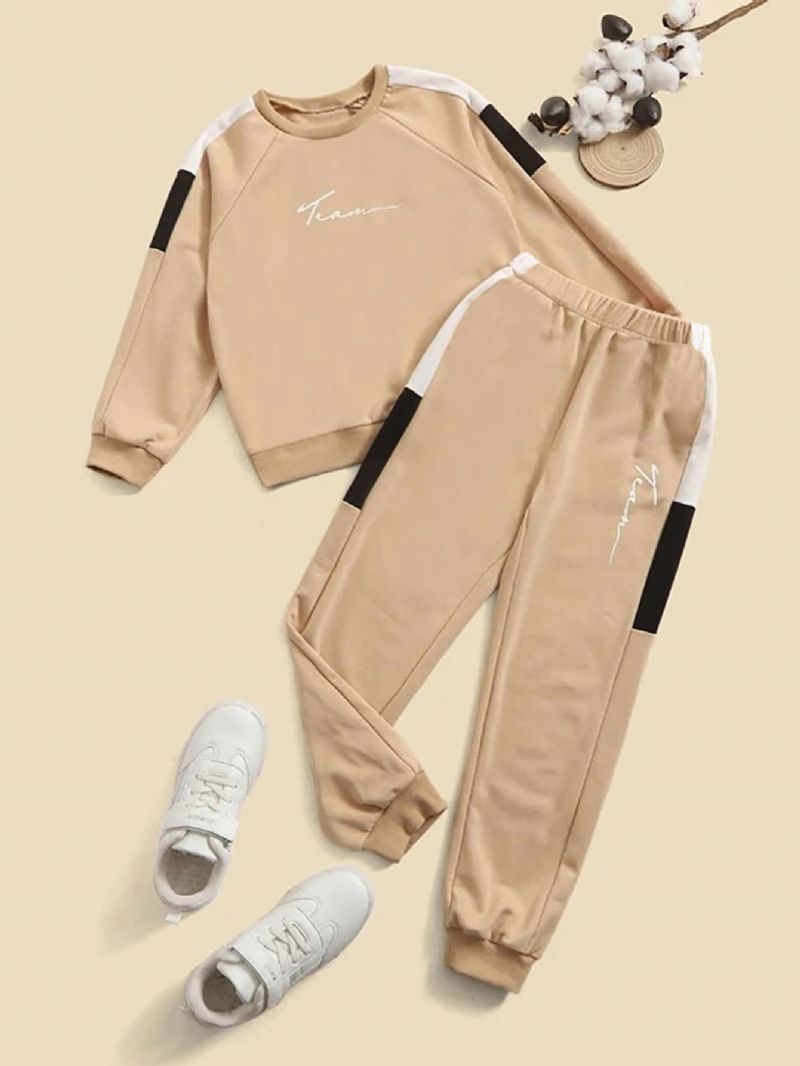 2stk Drenge Efterår Langærmet Sæt Børn Colorblock Mode Sport Casual Sæt
