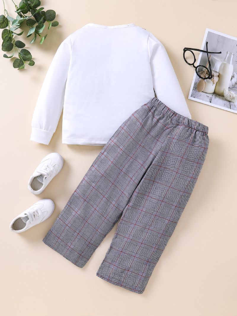 2stk Drenge Gingham Bow Sleeve Top & Bukser Sæt