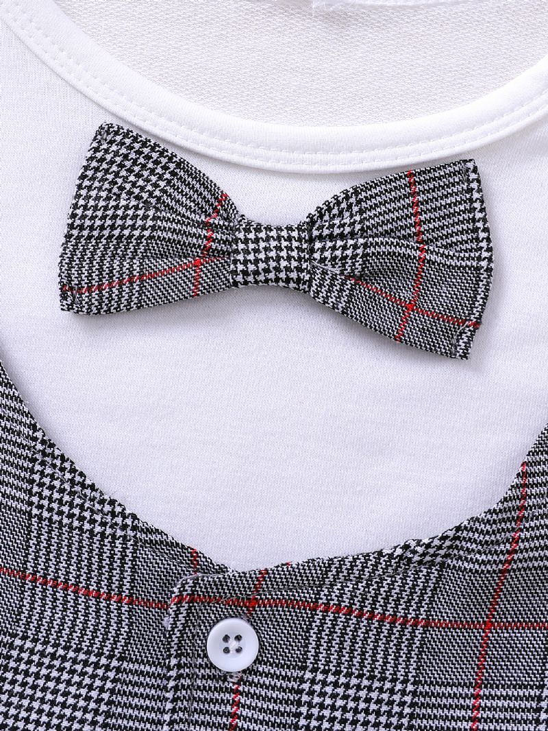 2stk Drenge Gingham Bow Sleeve Top & Bukser Sæt