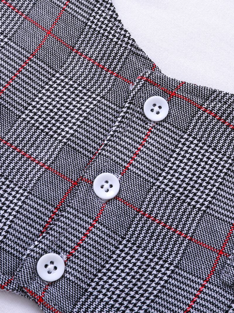 2stk Drenge Gingham Bow Sleeve Top & Bukser Sæt