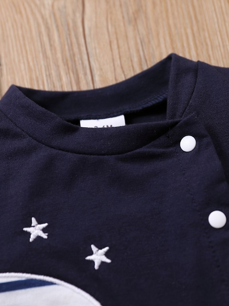 3 Stk. Spædbørn Småbørn Langærmet Elefant Broderet Pullover Top & Stribede Bukser & Hatte Sæt Til Baby Piger Drenge Børn Tøj