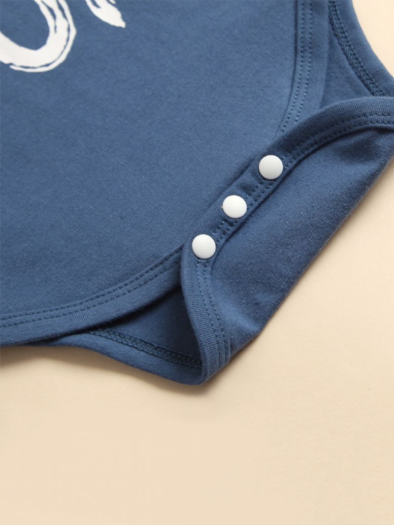 3stk Newborn Drenge Blue Letter Print Langærmede Bukser Dragt & Hat