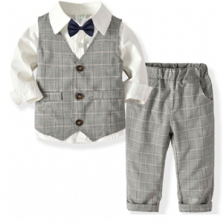 4 Stk Baby Toddler Drenge Gentleman Bowtie Outfits Langærmet Jakkesæt