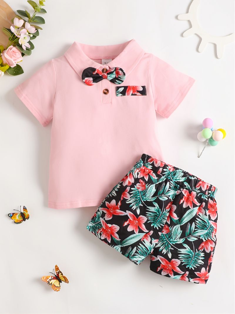 Baby Børn Drenge Bomuld Polo Top & Shorts Sæt