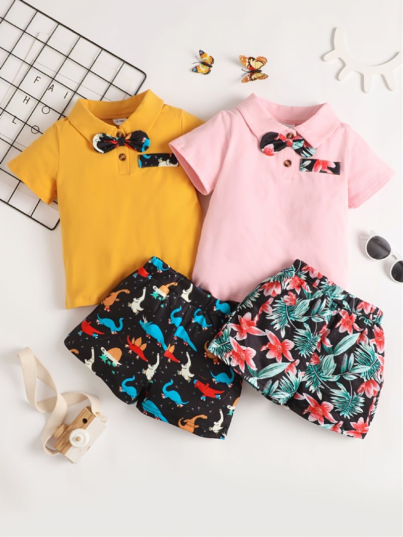 Baby Børn Drenge Bomuld Polo Top & Shorts Sæt