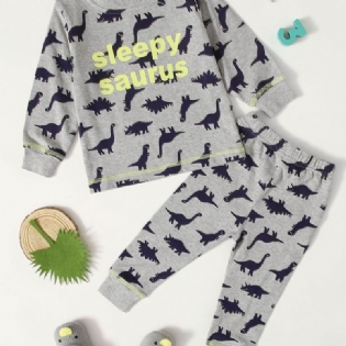 Baby Casual Tegneserie Dinosaur Trykt Sweatshirt Bukser Sæt