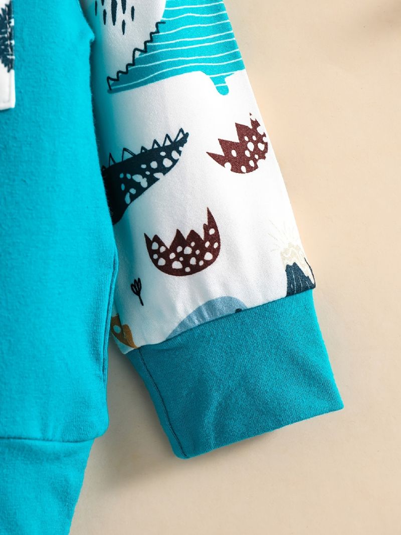 Baby Drenge Animal Tegneserie Print Langærmet Rund Hals Sweatshirt & Bukser Sæt