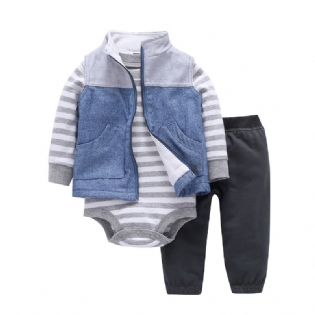 Baby-drenge Bodysuit & Bukser & Vest Sæt Til Efterår Vinter Ny