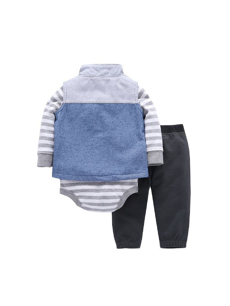 Baby-drenge Bodysuit & Bukser & Vest Sæt Til Efterår Vinter Ny