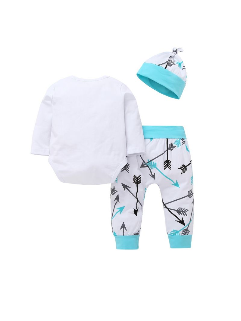 Baby Drenge Bodysuit & Matchende Bukser & Hatte Sæt