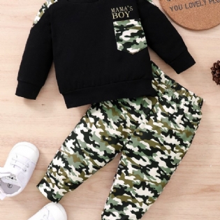 Baby Drenge Camo Pullover Sweatshirt & Matchende Joggerbukser Babytøj