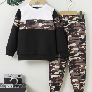 Baby Drenge Camo Pullover Sweatshirt & Matchende Joggerbukser Sæt