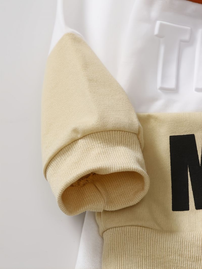 Baby Drenge Casual Colorblock Bogstav Rund Hals Sweatshirt Buksesæt Børnetøj